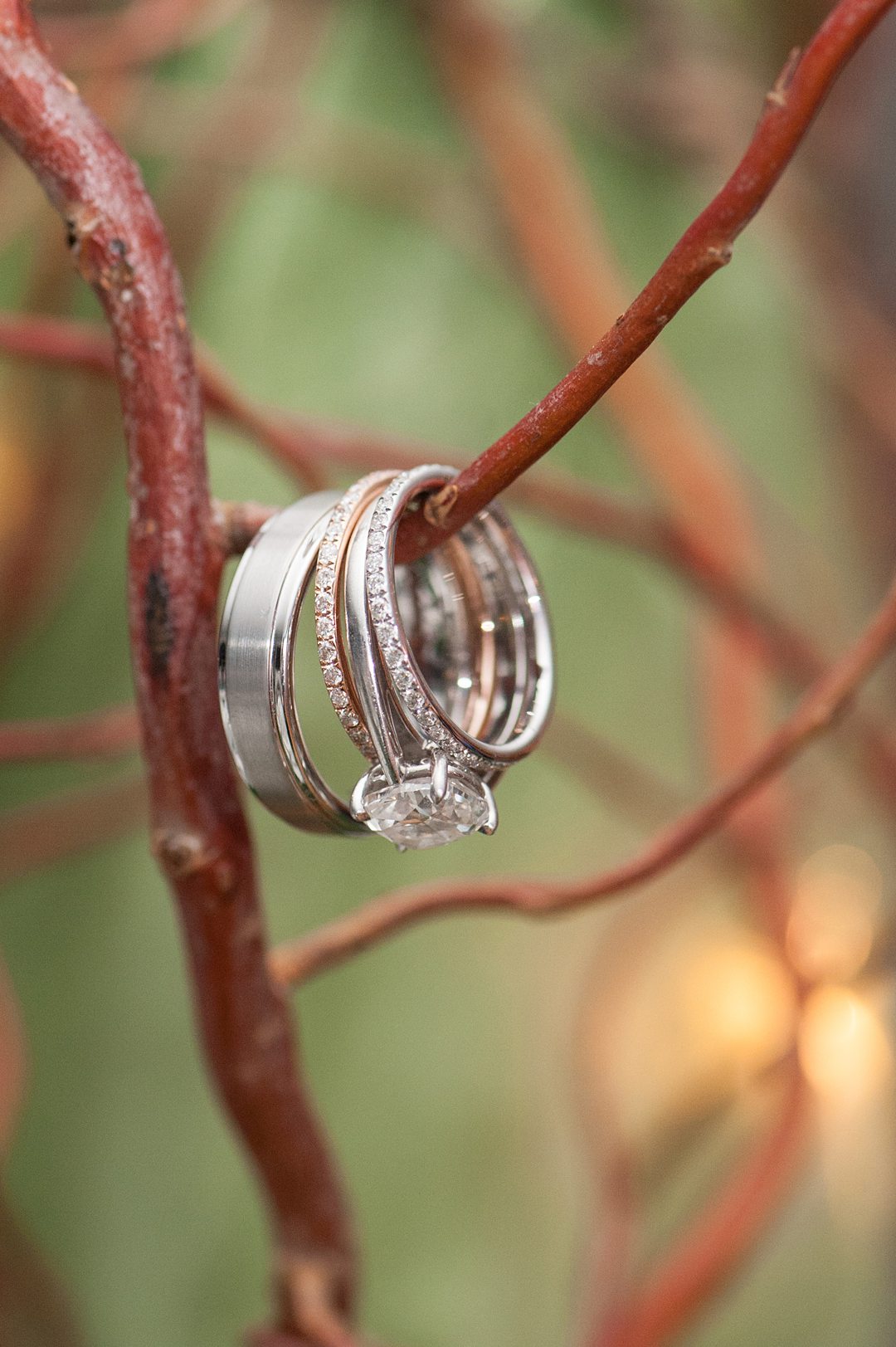 Ring detail photo at a summer camp wedding weekend at Club Getaway. Photos by Mikkel Paige Photography.