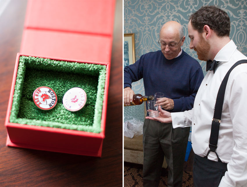 Mikkel Paige Photography | Waterfront Wedding at the Molly Pitcher Inn | Red Sox Cufflinks