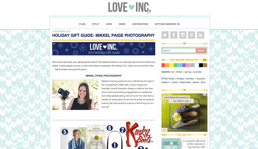 Mikkel Paige Photography Holiday Gift Guide on Love Inc. Mag