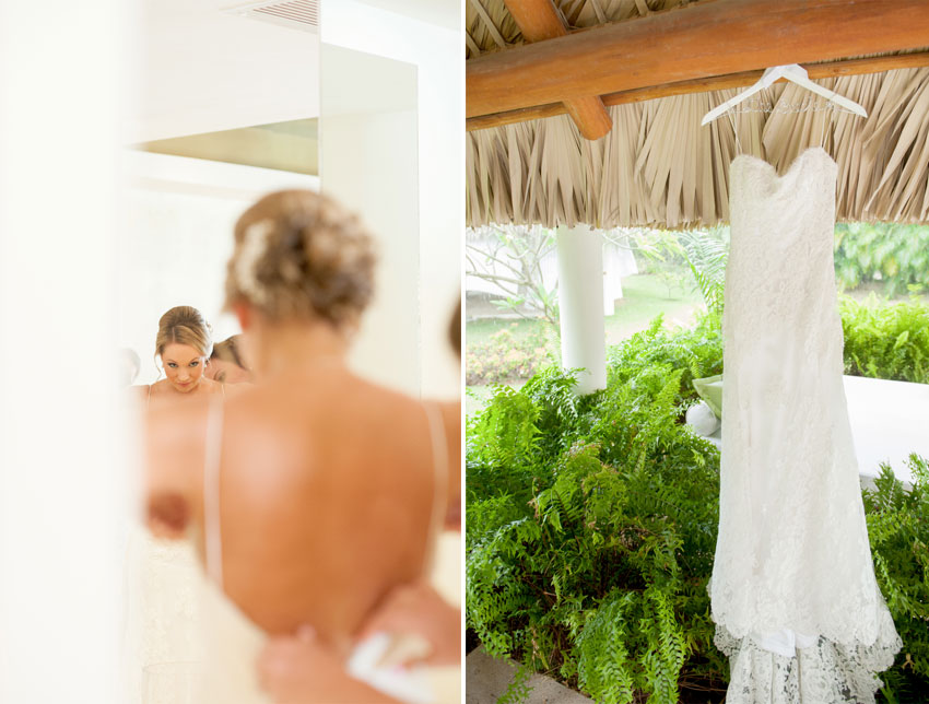 Caribbean Destination Wedding in Punta Cana, Dominican Republic at Larimar Resort. Photos by Mikkel Paige Photography. Wedding gown time!