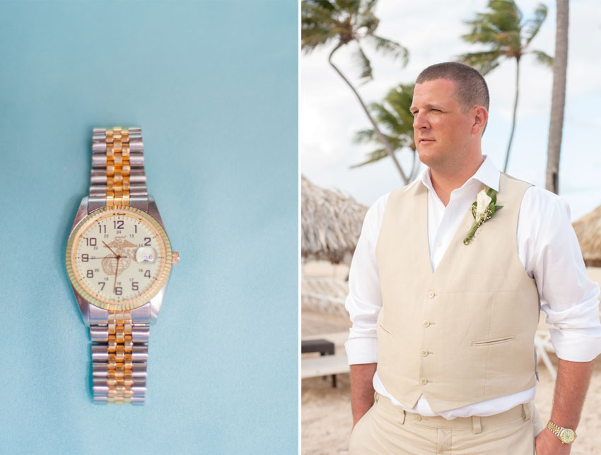 Caribbean Destination Wedding in Punta Cana, Dominican Republic at Larimar Resort. Photos by Mikkel Paige Photography. The groom's grandfather's watch.