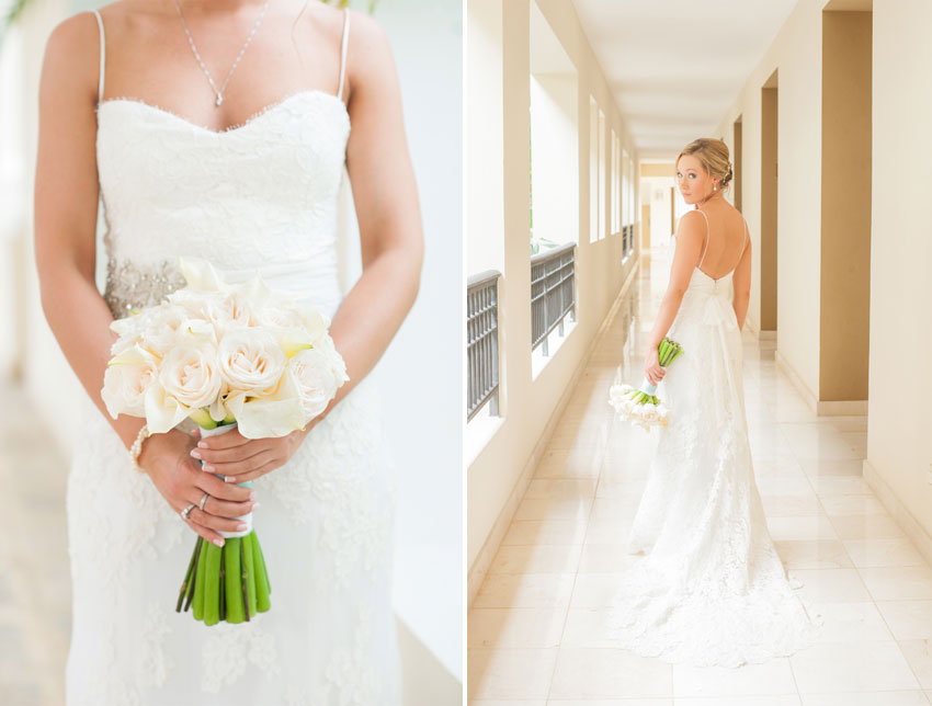 Caribbean Destination Wedding in Punta Cana, Dominican Republic at Larimar Resort. Photos by Mikkel Paige Photography. The bride's gorgeous lace gown.