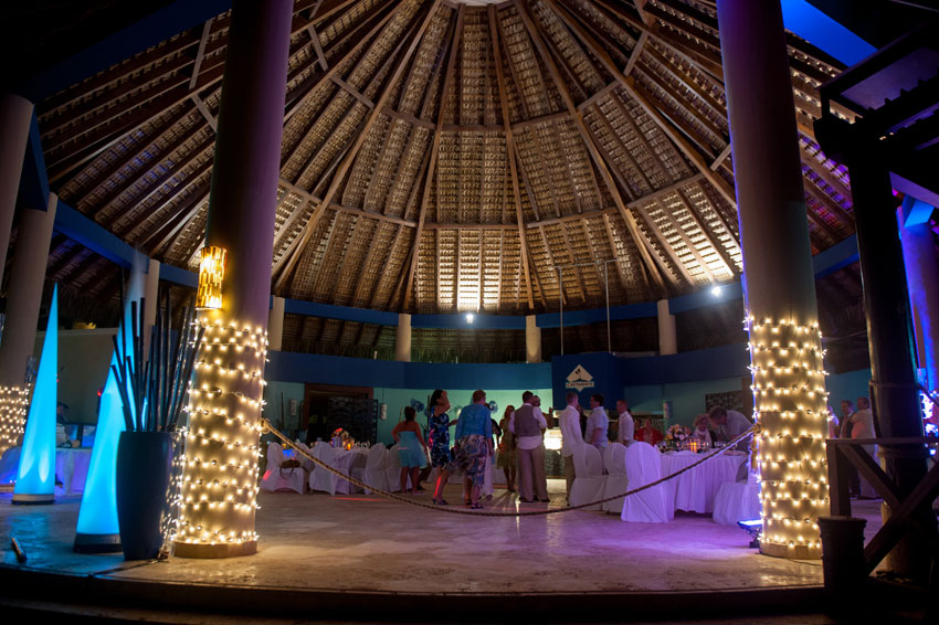 Caribbean Destination Wedding in Punta Cana, Dominican Republic at Larimar Resort. Photos by Mikkel Paige Photography. The reception tent was illuminated by wonderful lighting. 