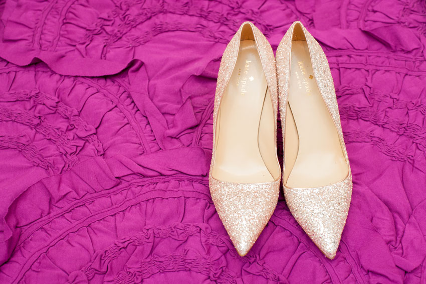 Glitter Kate Spade shoes for an intimate Grand Central Terminal wedding in New York City. Photos by NYC based destination wedding photographer Mikkel Paige Photography.