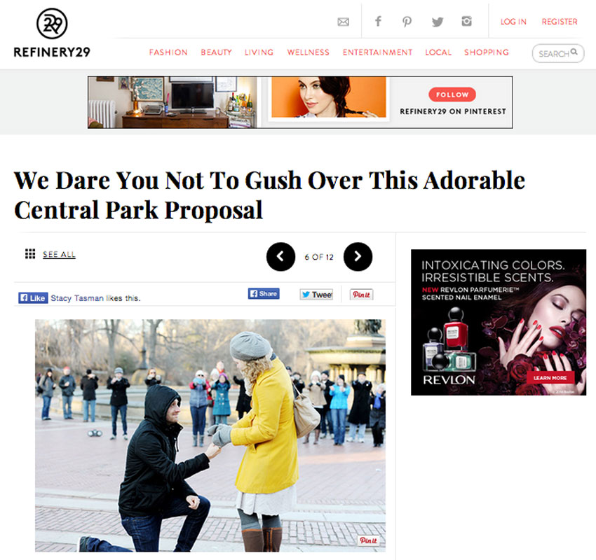 Mikkel Paige Photography | Central Park Proposal feature on Refinery 29 via How He Asked
