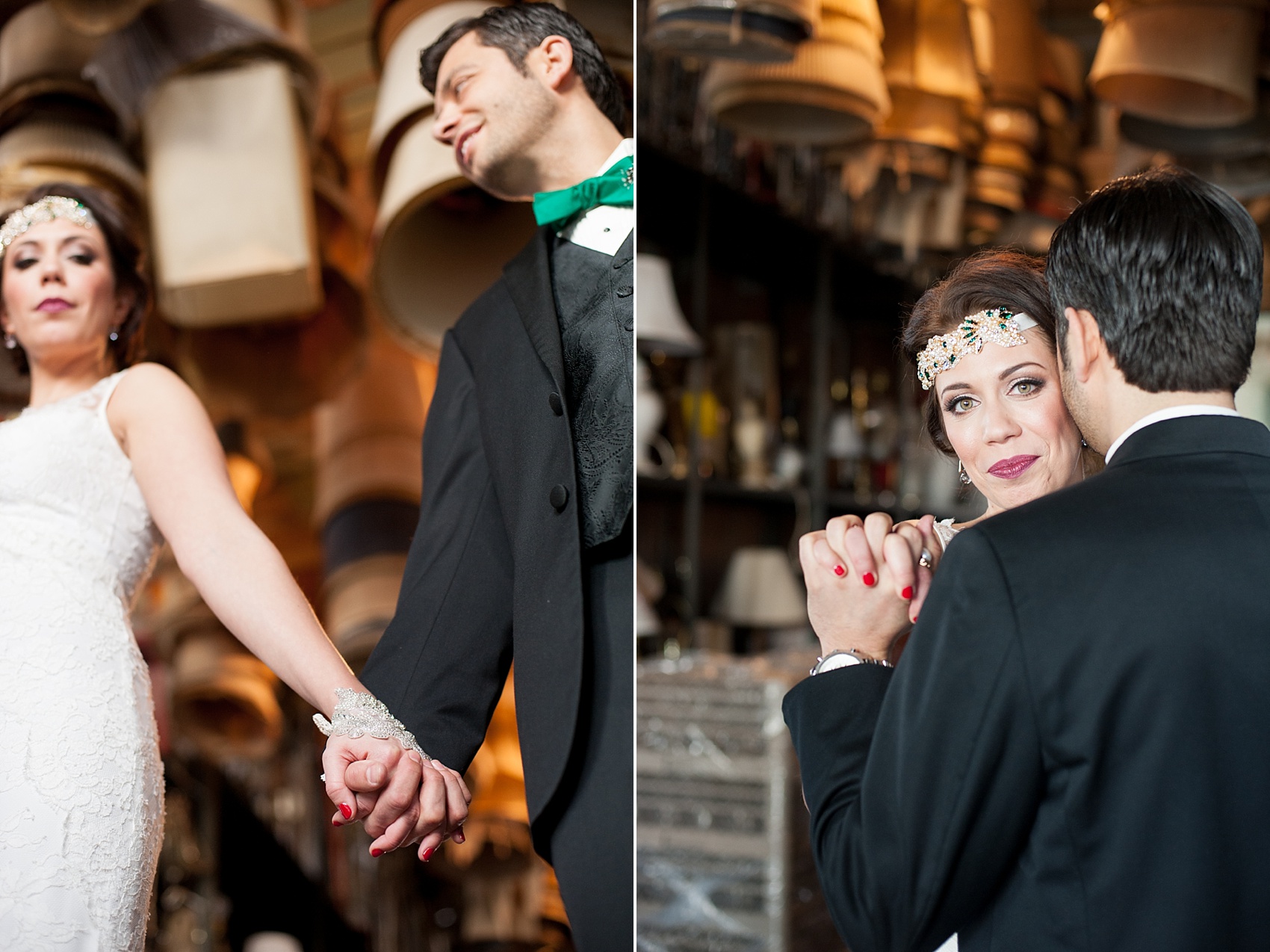 Bride and groom portraits at the Metropolitan Building vintage 1920's wedding. Images by Mikkel Paige Photography.