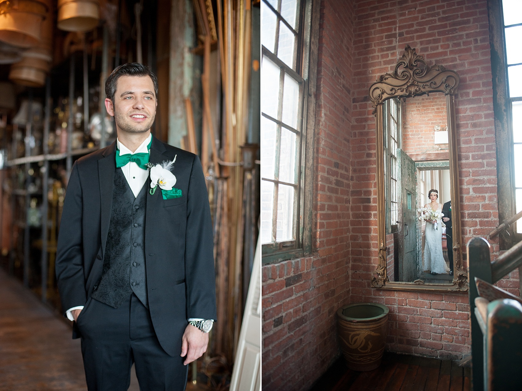 Bride and groom portraits at the Metropolitan Building vintage 1920's wedding. Images by Mikkel Paige Photography.
