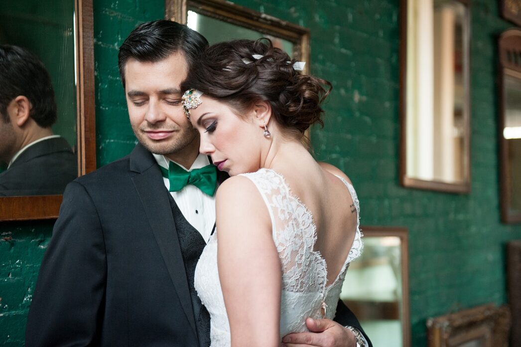 Bride and groom portraits at the Metropolitan Building vintage 1920's wedding. Images by Mikkel Paige Photography.