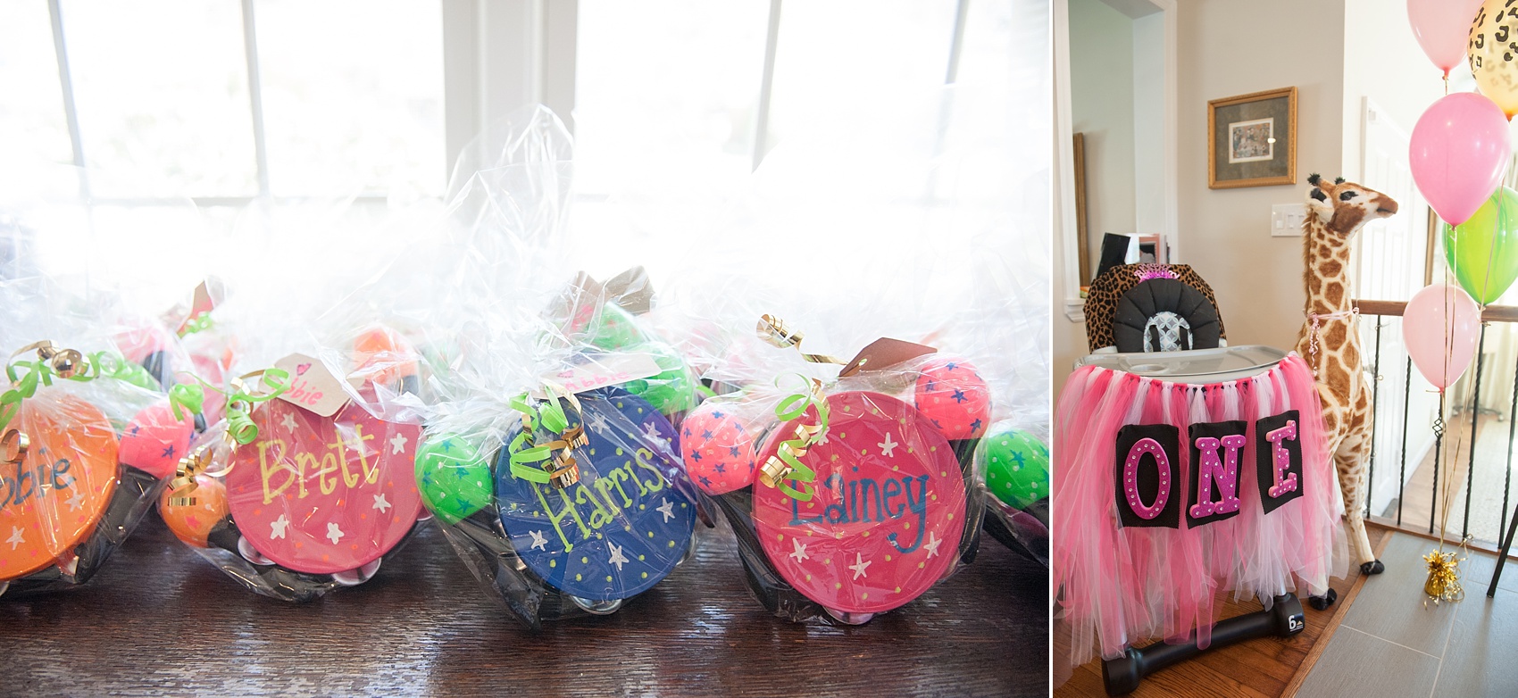 First birthday party favors and high chair decorations. Photos by Mikkel Paige Photography.