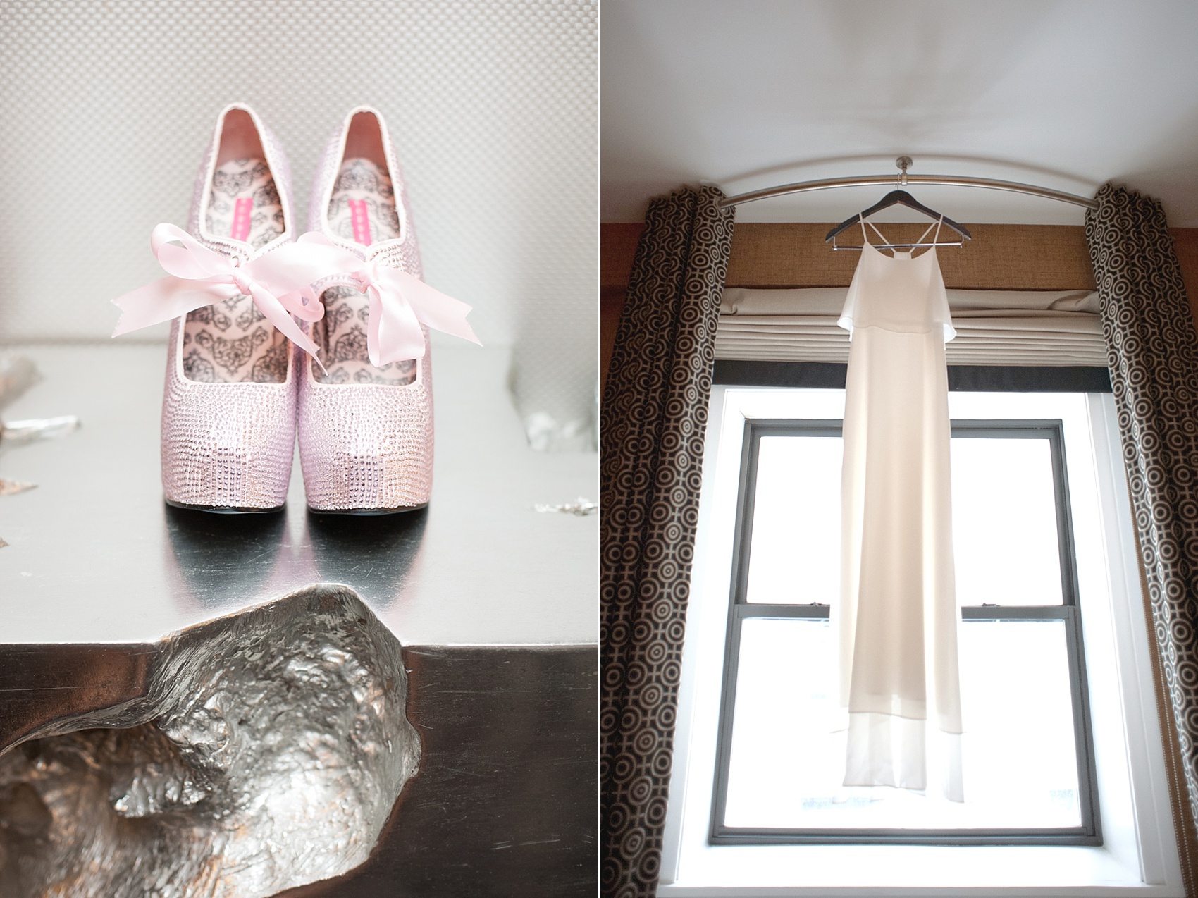 The bride's simple chiffon wedding gown for her same sex wedding. Elopement in Central Park with photos by Mikkel Paige Photography. #nycwedidng #samesexmarriage #equality #nudeheels #weddingoutfit #nycweddingphotographer
