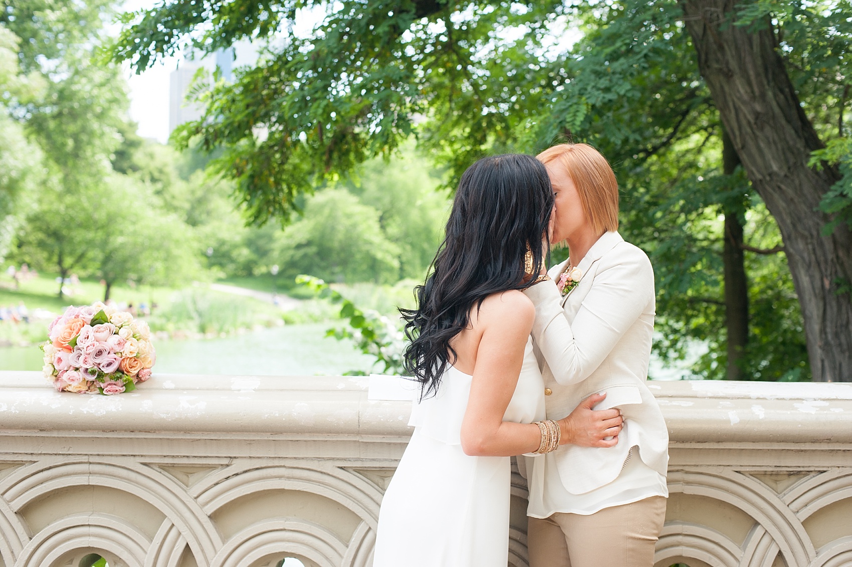 Central Park same sex elopement. Wedding photos by Mikkel Paige Photography. #nyc #centralparkelopement #samesexmarriage #equality #gayrights #equalrights #nycweddingphotographer #bowbridge