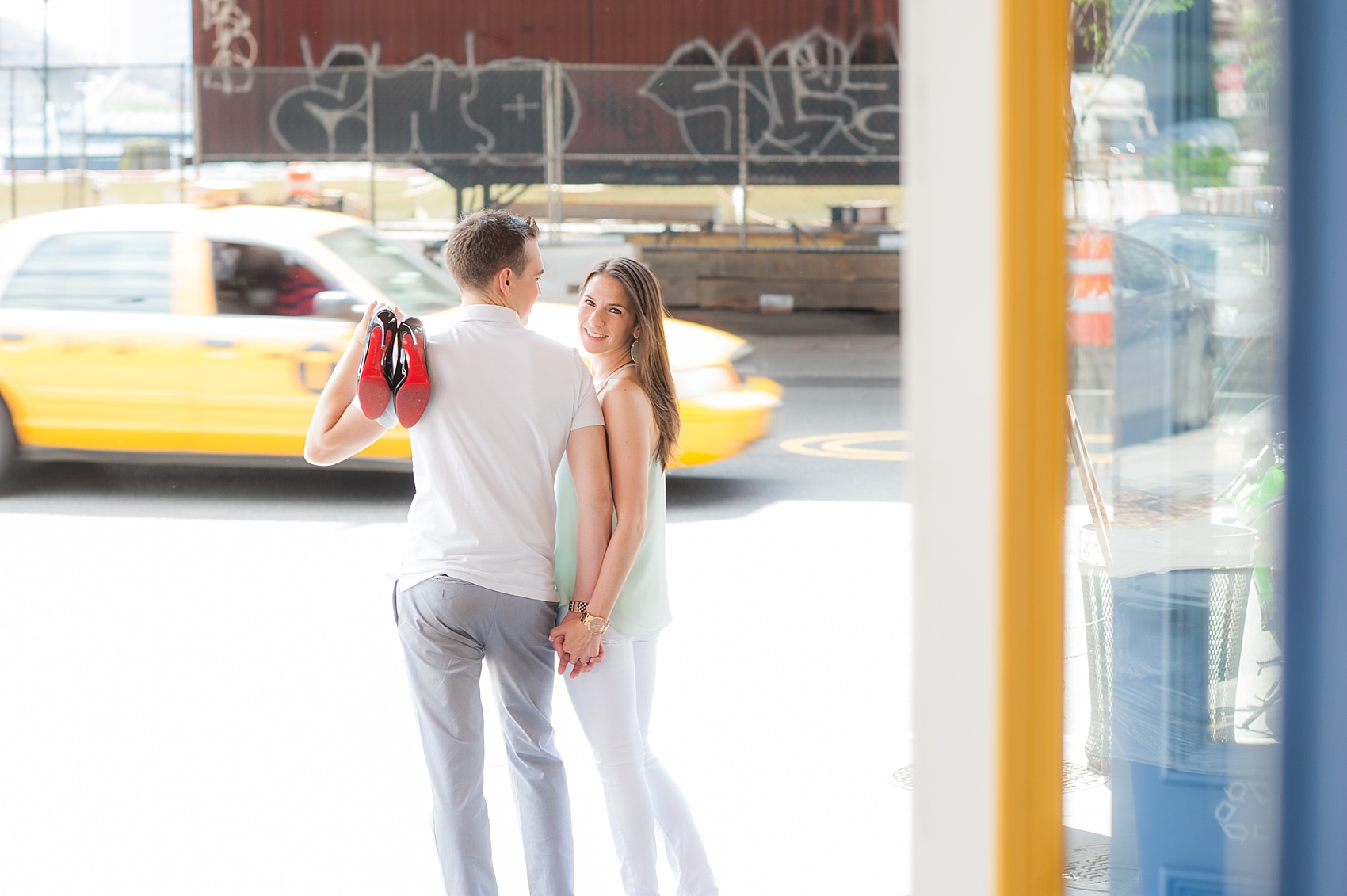 South Street Seaport engagement session in NYC. Photos by Mikkel Paige Photography. #nyc #southstreetseaport #louboutin