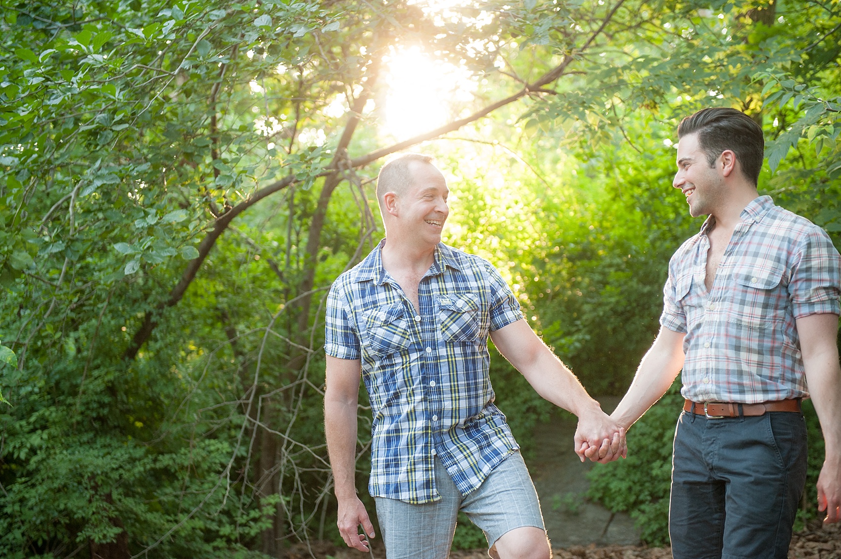 Same sex engagement session at sunset in Central Park, NYC. Photos by Mikkel Paige Photography. 