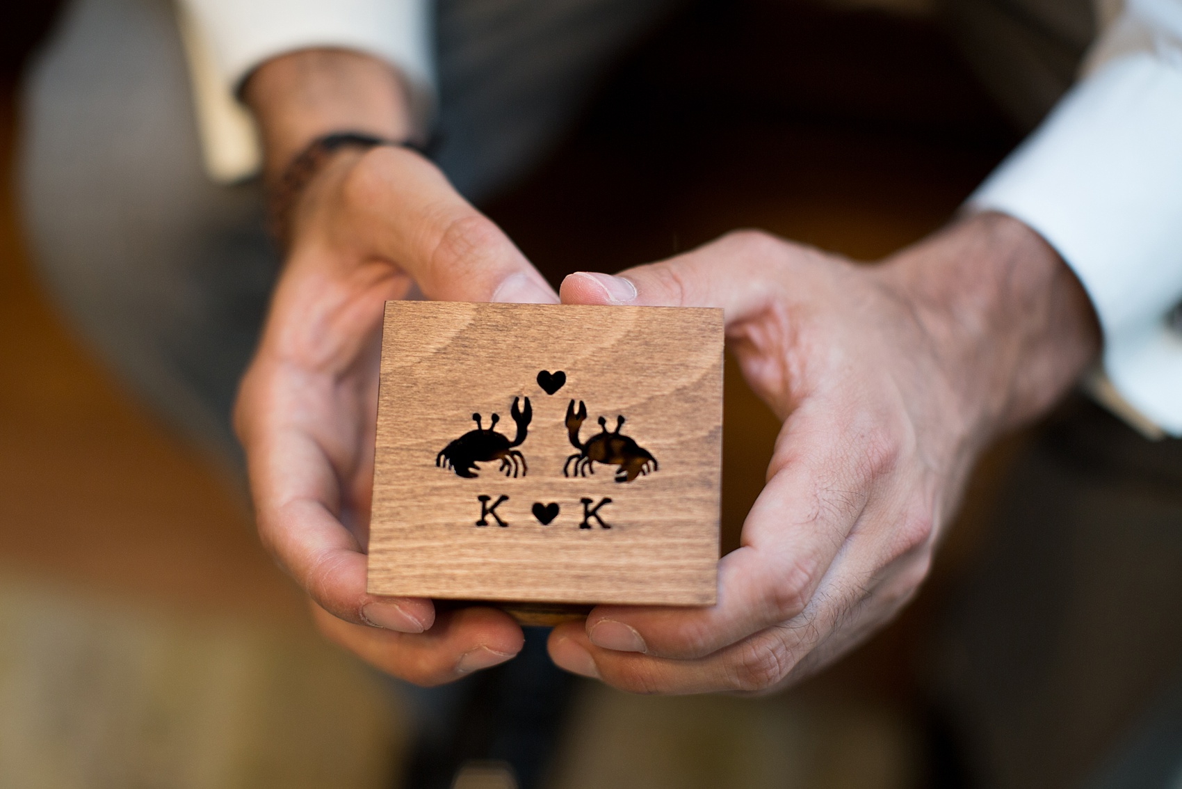 A special custom crab ring box for this couple's Baltimore wedding! Photos by Mikkel Paige Photography.