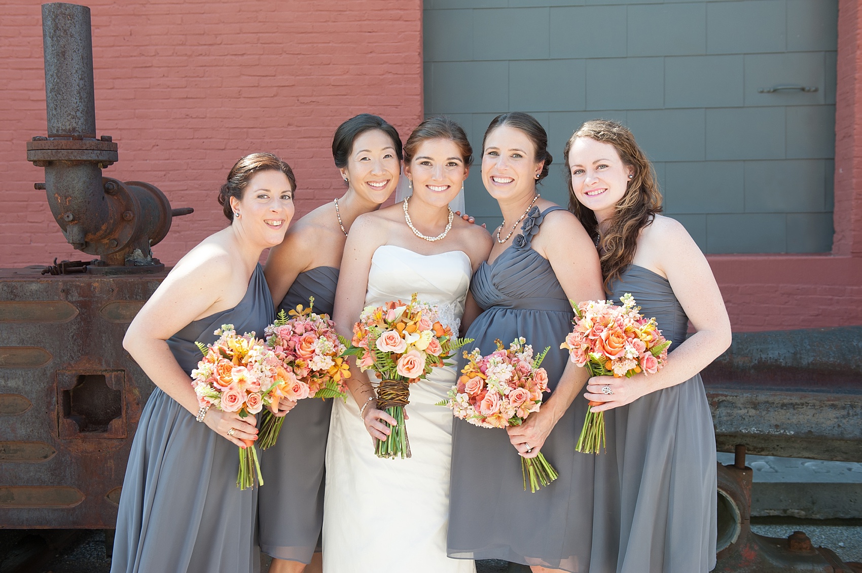 Wedding party photos at Baltimore, Maryland Museum of Industry. Photos by Mikkel Paige Photography.