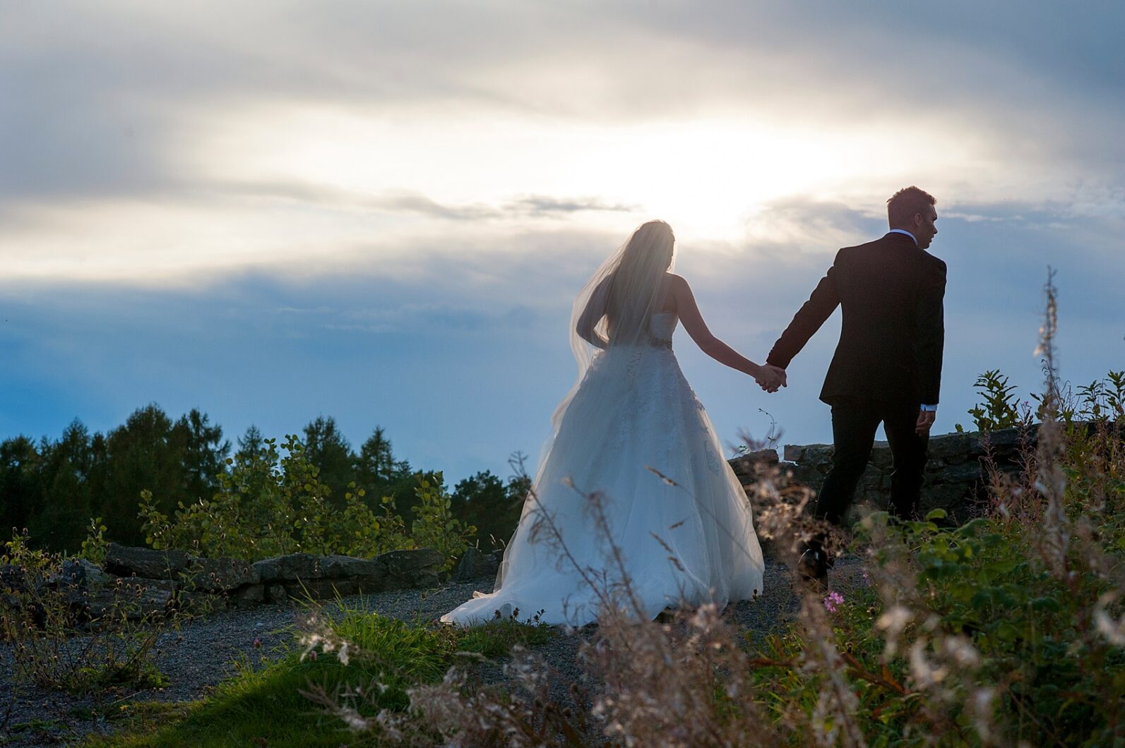 Bergen, Norway sunset wedding photo by destination wedding photographer Mikkel Paige photography.