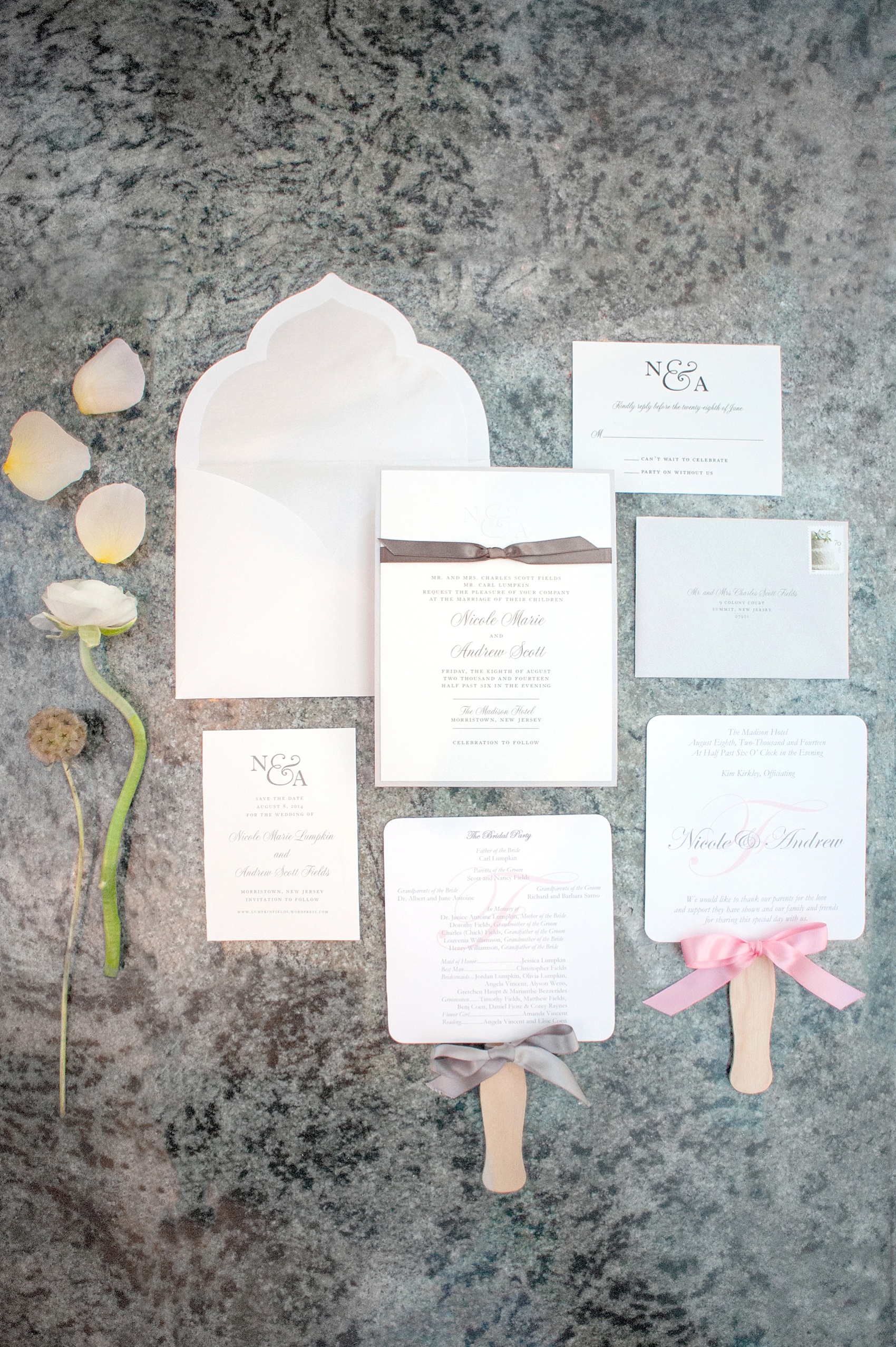Classic white wedding invitation suite. Photos by Mikkel Paige Photography at The Conservatory at the Madison Hotel, New Jersey.