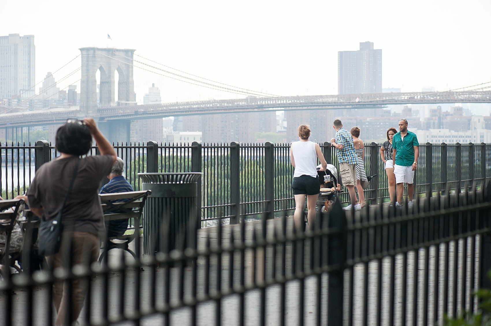 Brooklyn Heights Promenade, proposal photos. NYC Skyline, Brooklyn Bridge. Photos by Mikkel Paige Photography.