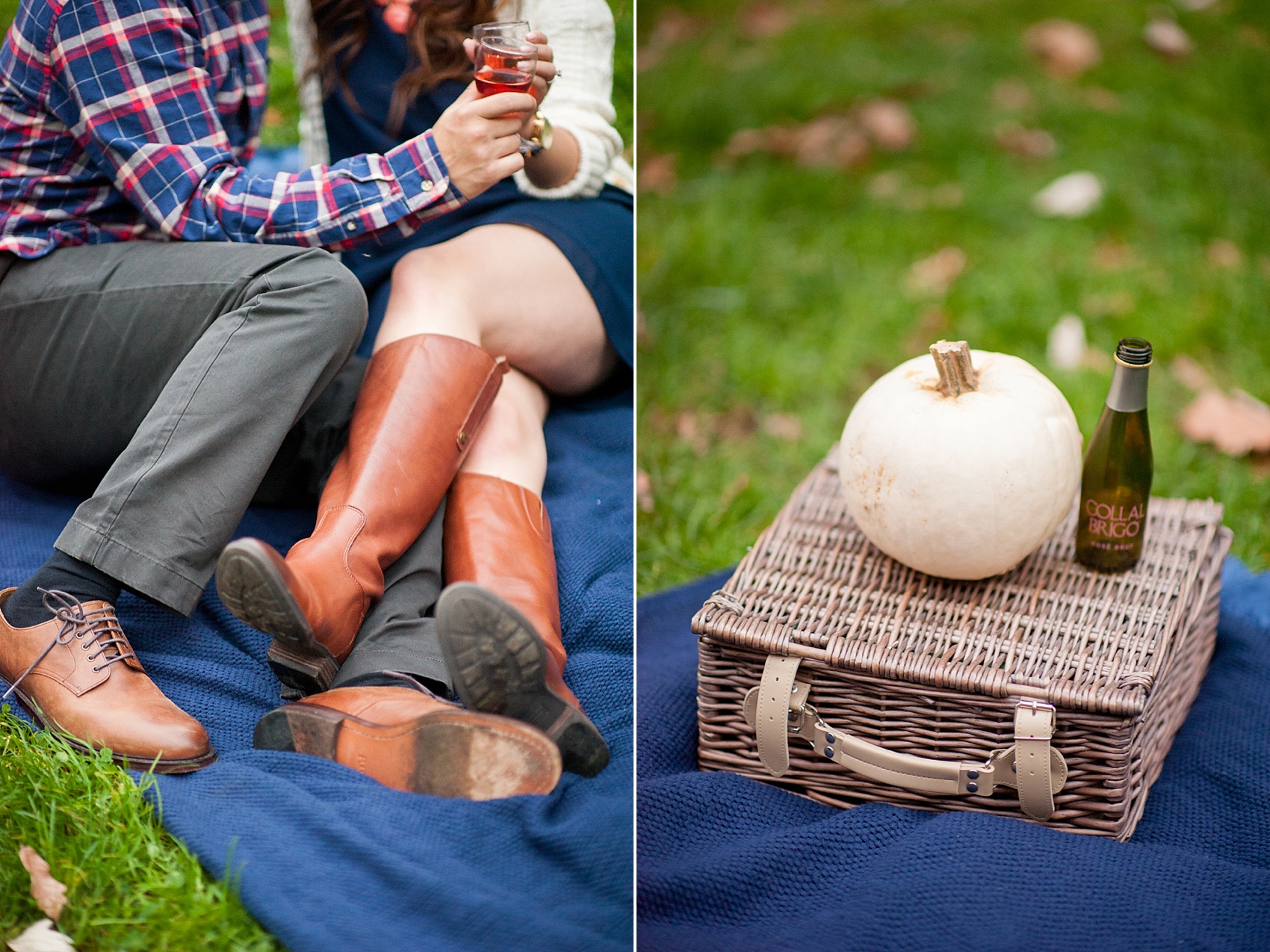 Central Park engagement photos in the fall with a picnic. New York City wedding photographer, Mikkel Paige Photography.