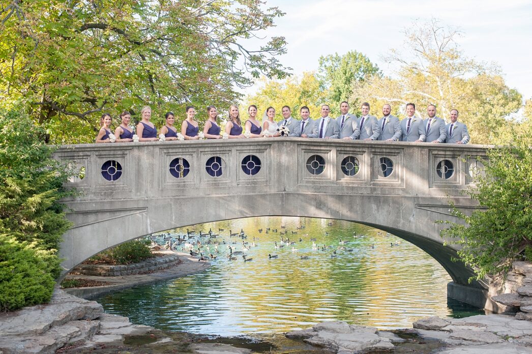 Wedding party at Eden Park for downtown Cincinnati, Ohio wedding at The Center. Photos by Mikkel Paige Photography.