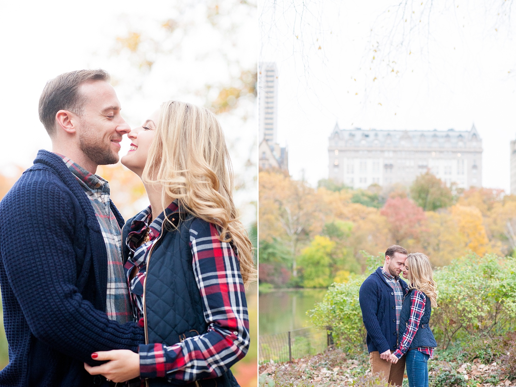 Central Park fall engagement photos in NYC by New York City wedding photographer, Mikkel Paige Photography. Photos by the film famous Boathouse.