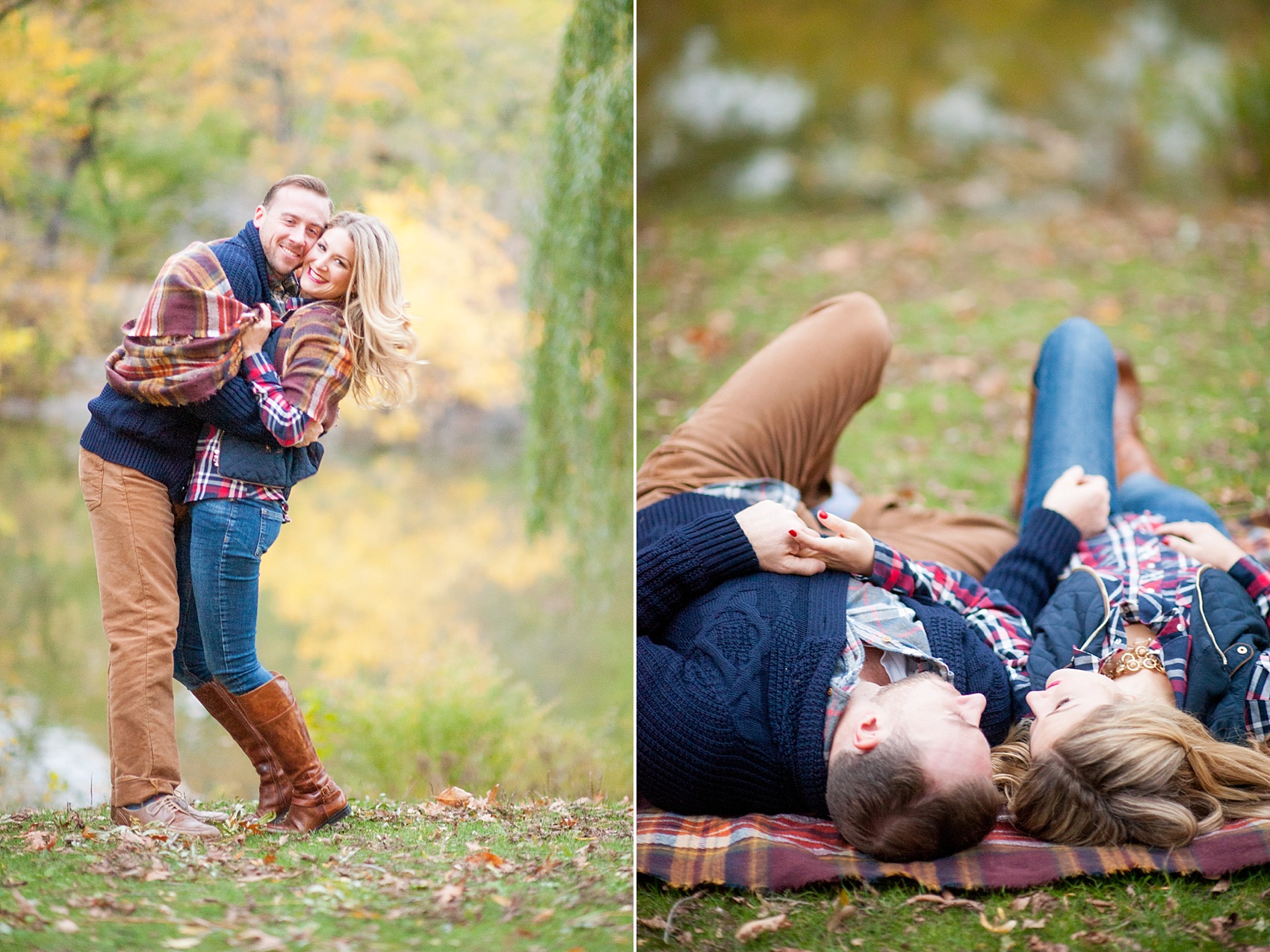 Central Park fall engagement photos in NYC by New York City wedding photographer, Mikkel Paige Photography. Photos by the Boathouse.
