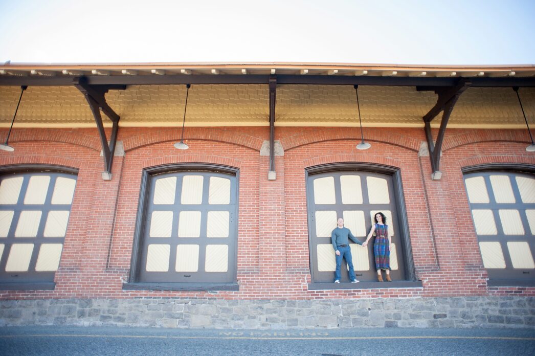 Autumn New Hope, PA historic train station engagement session. Photos by Mikkel Paige Photography.
