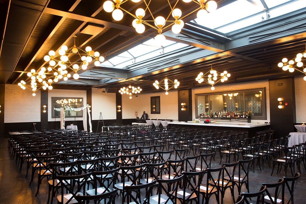 Wedding ceremony setup for a lesbian wedding at 501 Union, Brooklyn, NY. Photography by Mikkel Paige, NYC wedding photographer.