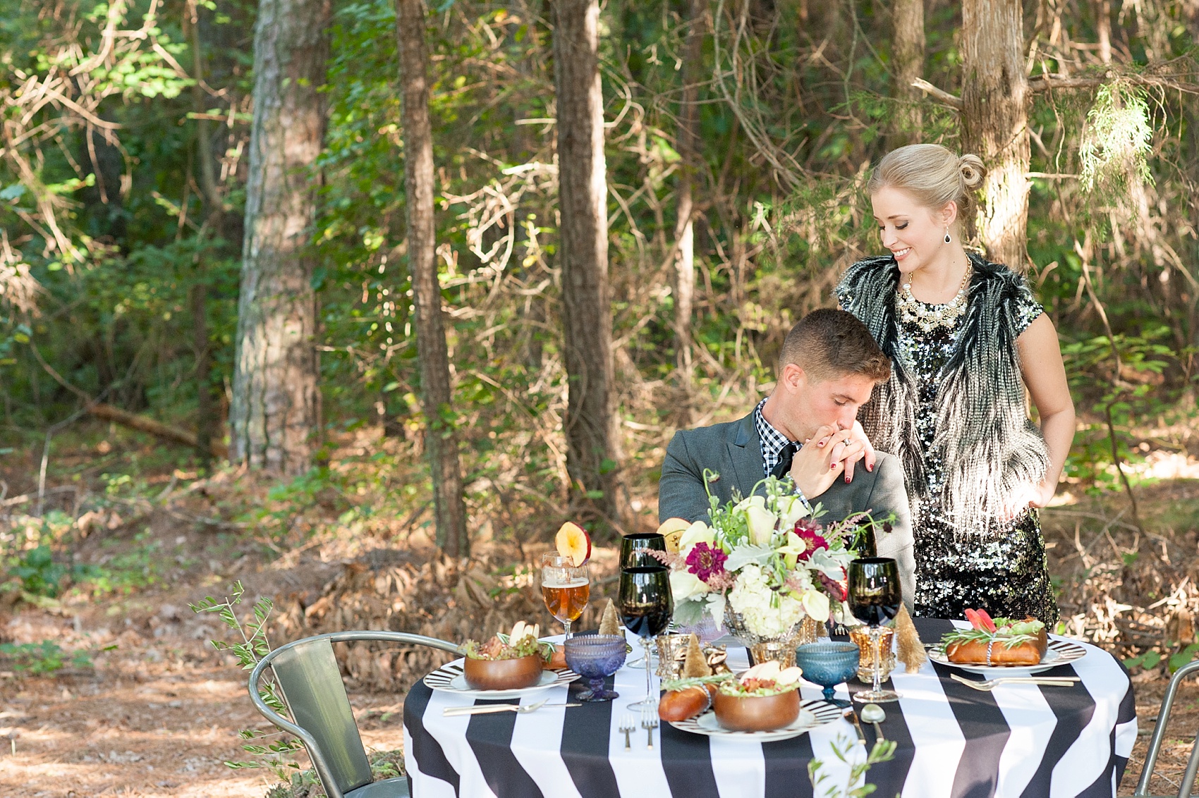 Raleigh, NC wedding inspiration by Mikkel Paige Photography. Modern take on a rustic table at Umstead Park. 