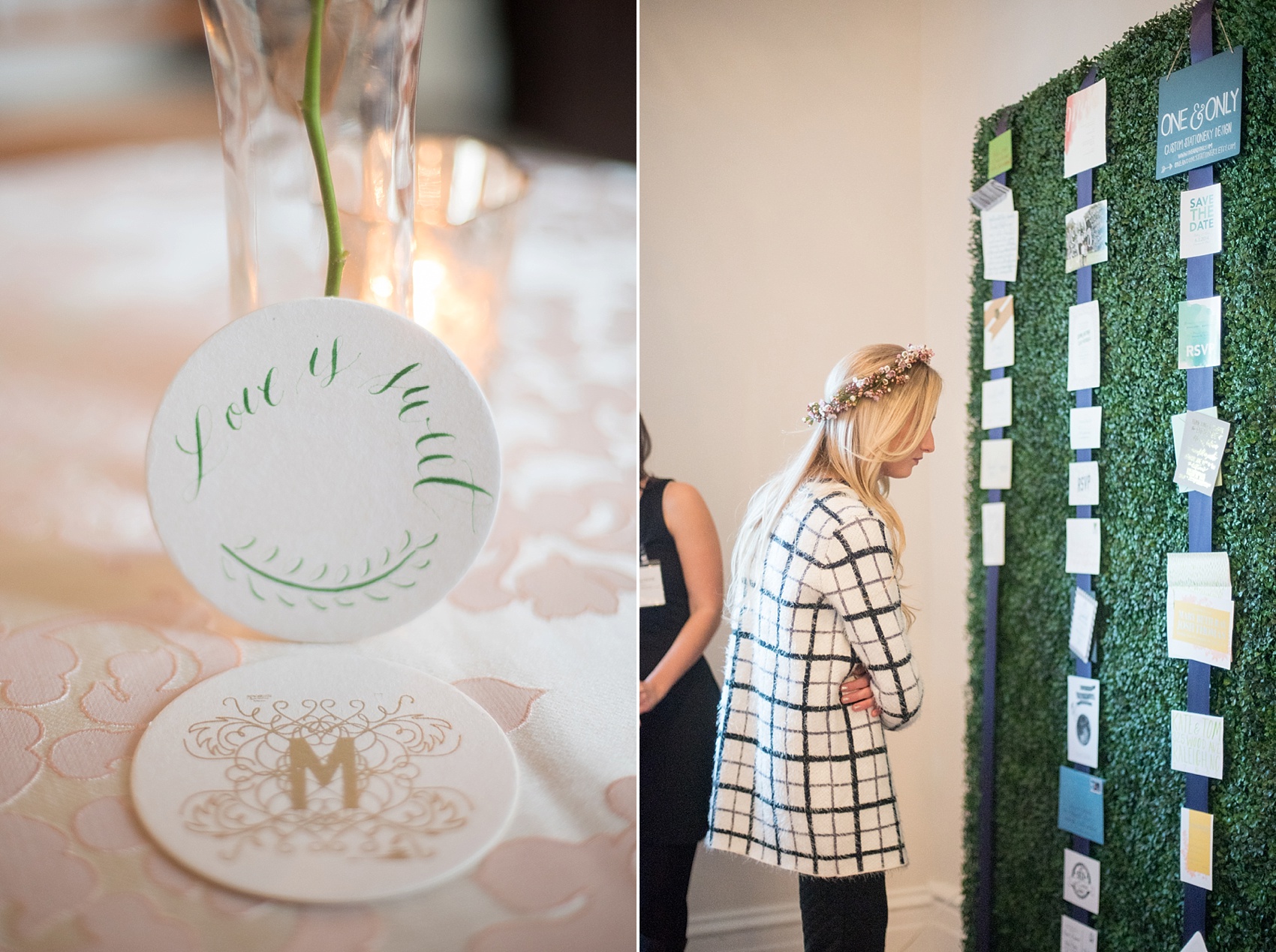 Raleigh North Carolina wedding photographer Mikkel Paige visits Merrimon-Wynne bridal event, featuring One and Only custom stationary and calligraphy.