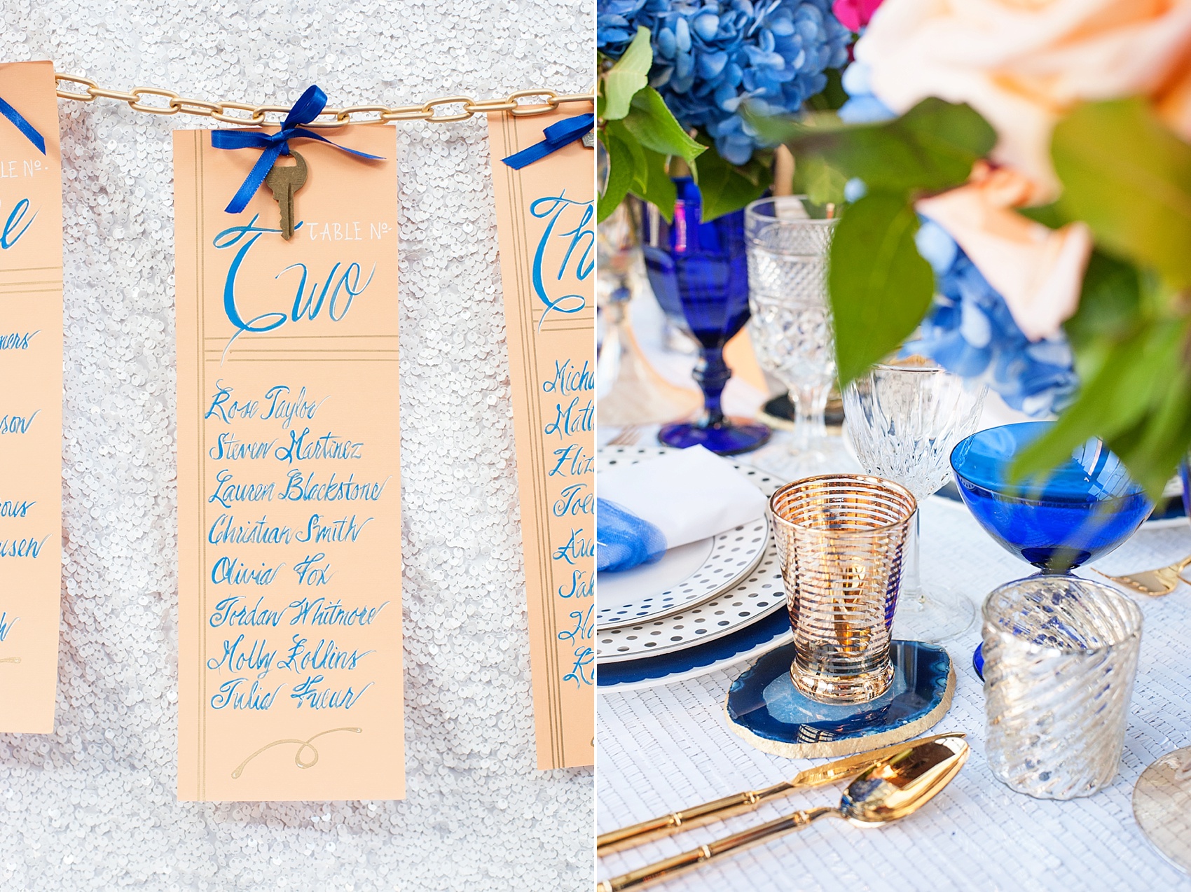 Hand lettering escort cards for Lock and Key, Forever Linked, Ponts des Art wedding inspiration. Photos by Mikkel Paige Photography, planning by Dulce Dream Events. Lettering by Chalk It Up 2 Love.