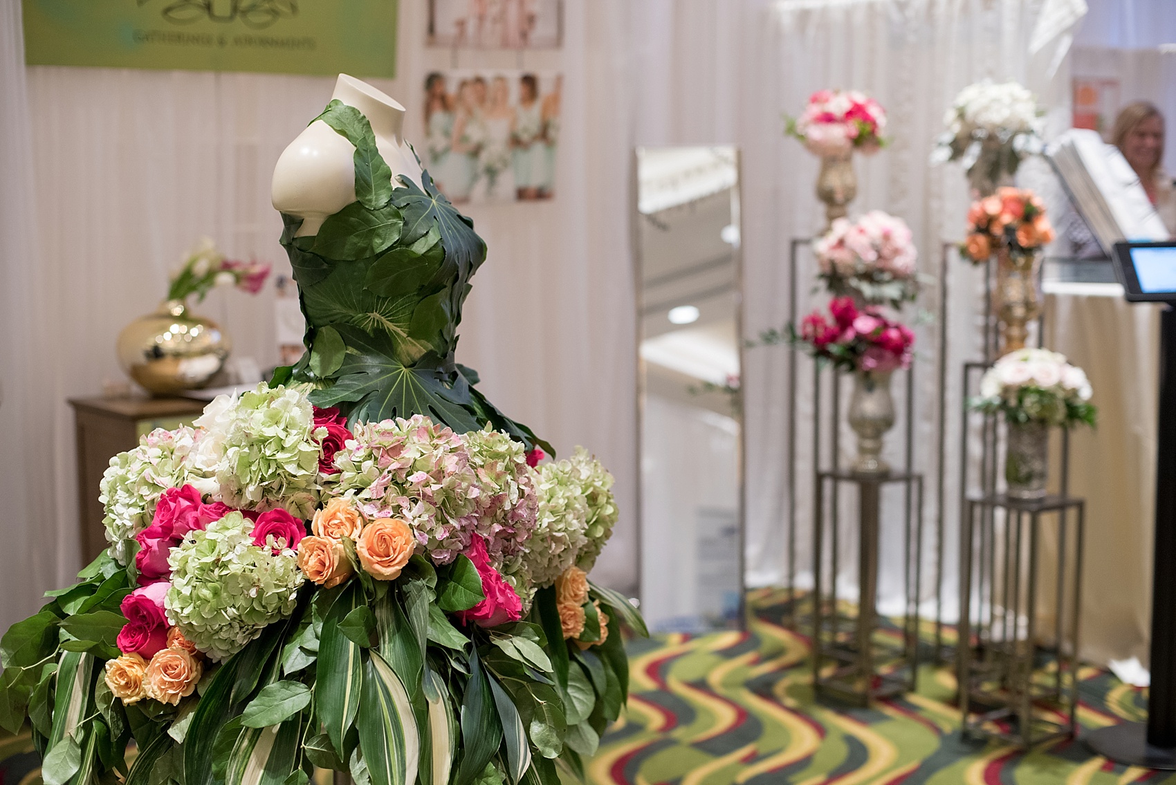 Photo by Mikkel Paige, Raleigh wedding photographer of flowers by Eclectic Sage in North Carolina, at the Renaissance North Hills wedding show.