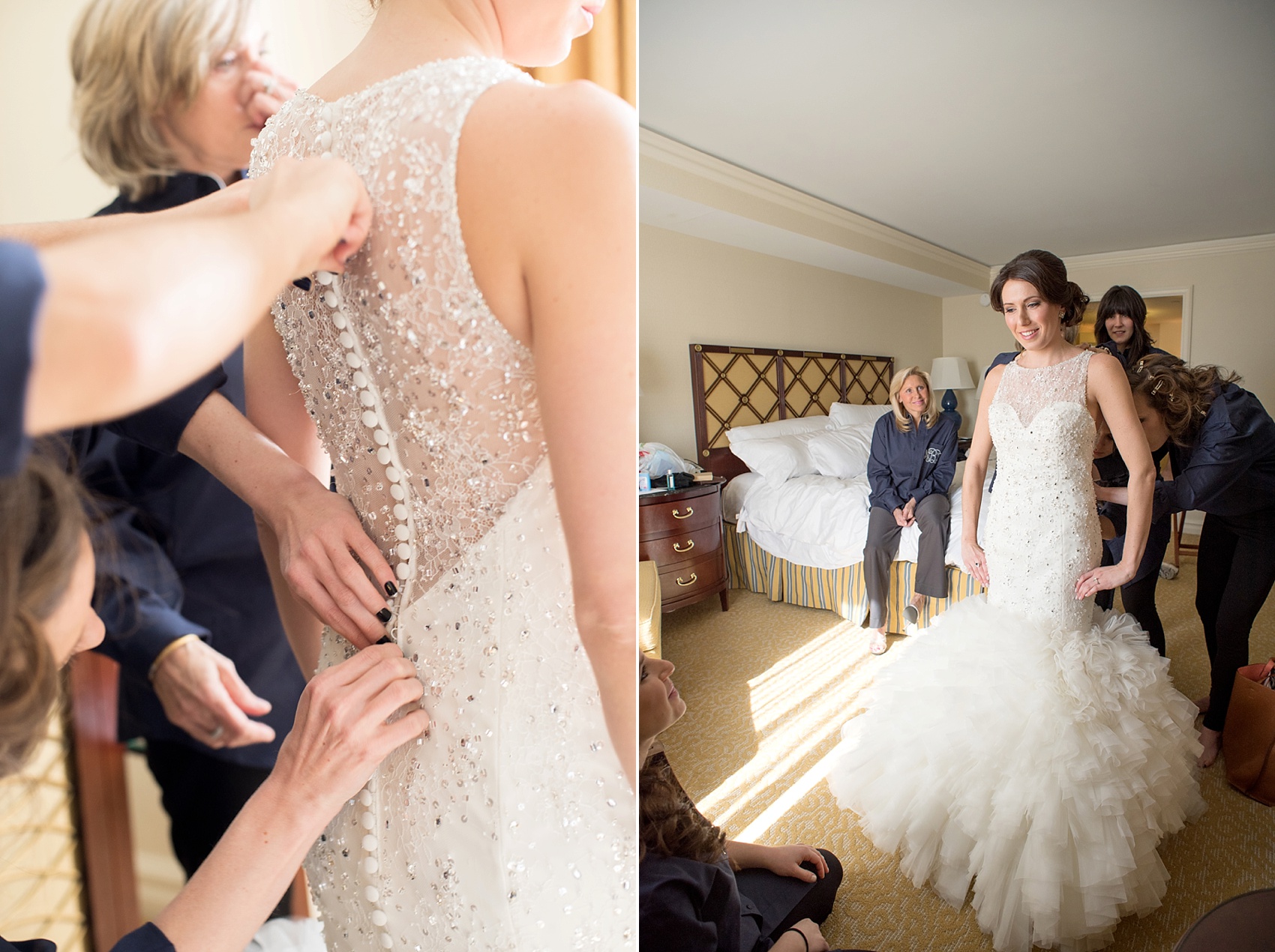 Washington, DC wedding photos by Mikkel Paige. White wedding gown for a Presidents Weekend wedding at The Ritz Carlton, Pentagon City.