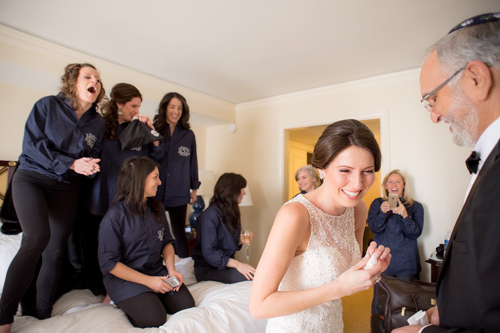 Washington, DC wedding photos by Mikkel Paige. First look with a father of the bride and his daughter for a Presidents Weekend wedding at The Ritz Carlton, Pentagon City.