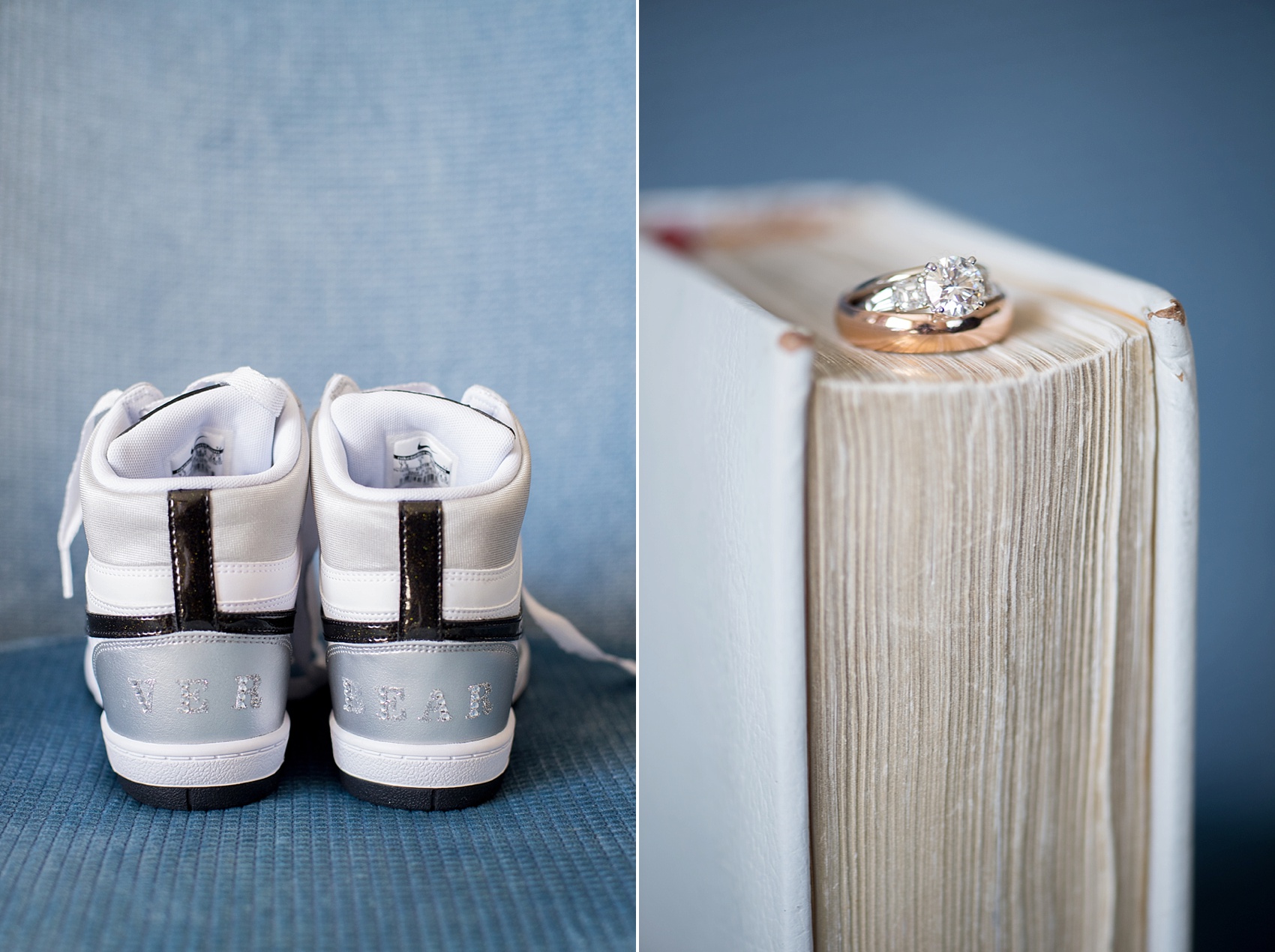 Washington, DC wedding photos by Mikkel Paige. The bride wore custom Nike Dunks and wore elegant jewelry at The Ritz Carlton, Pentagon City.