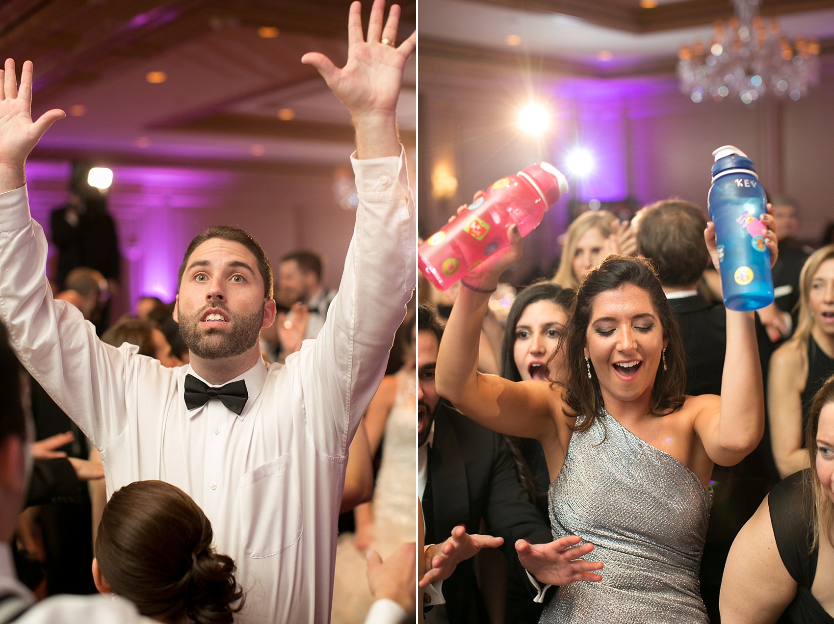 Washington, DC wedding photos by Mikkel Paige. Wedding guest on the dance floor at the Ritz Carlton, Pentagon City.