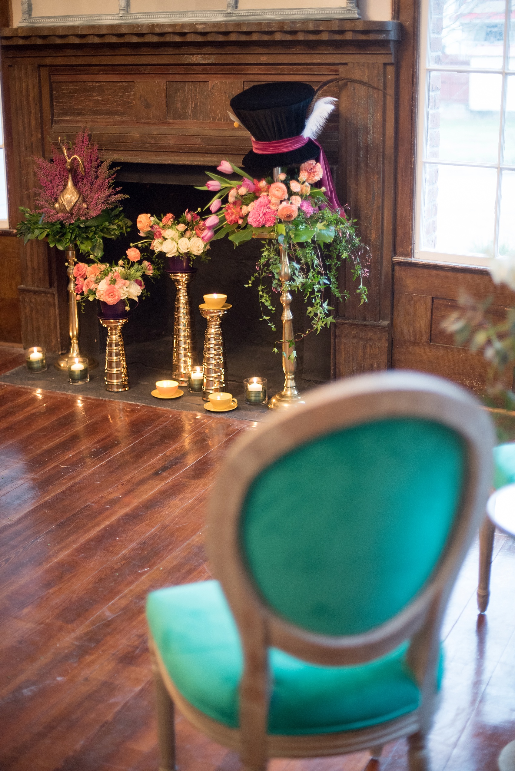 Raleigh wedding photographer Mikkel Paige captures Mim's House opening night, with an Alice in Wonderland theme including the Mad Hatter.