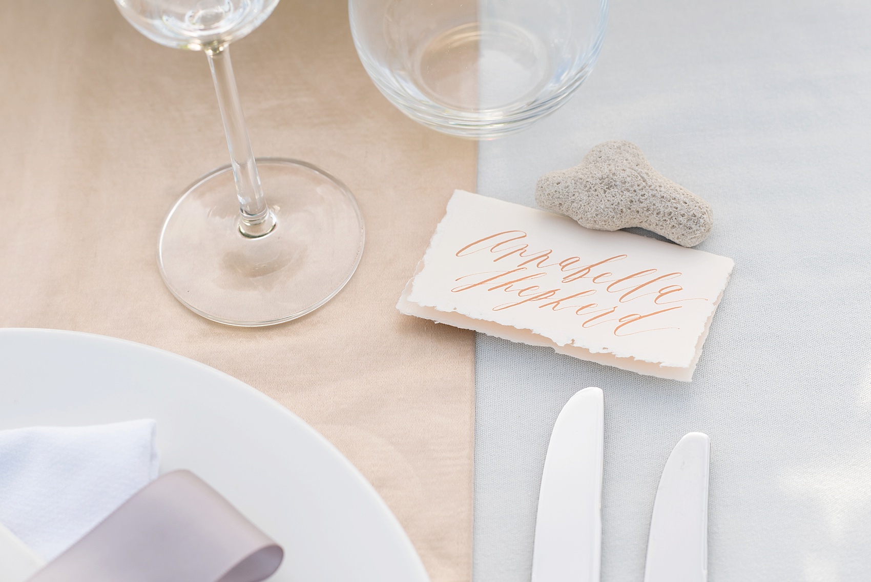 St. Lucia destination wedding beach elopement by Mikkel Paige Photography, at The Landings. Beach dinner with calligraphy escort cards by Written Word Calligraphy.