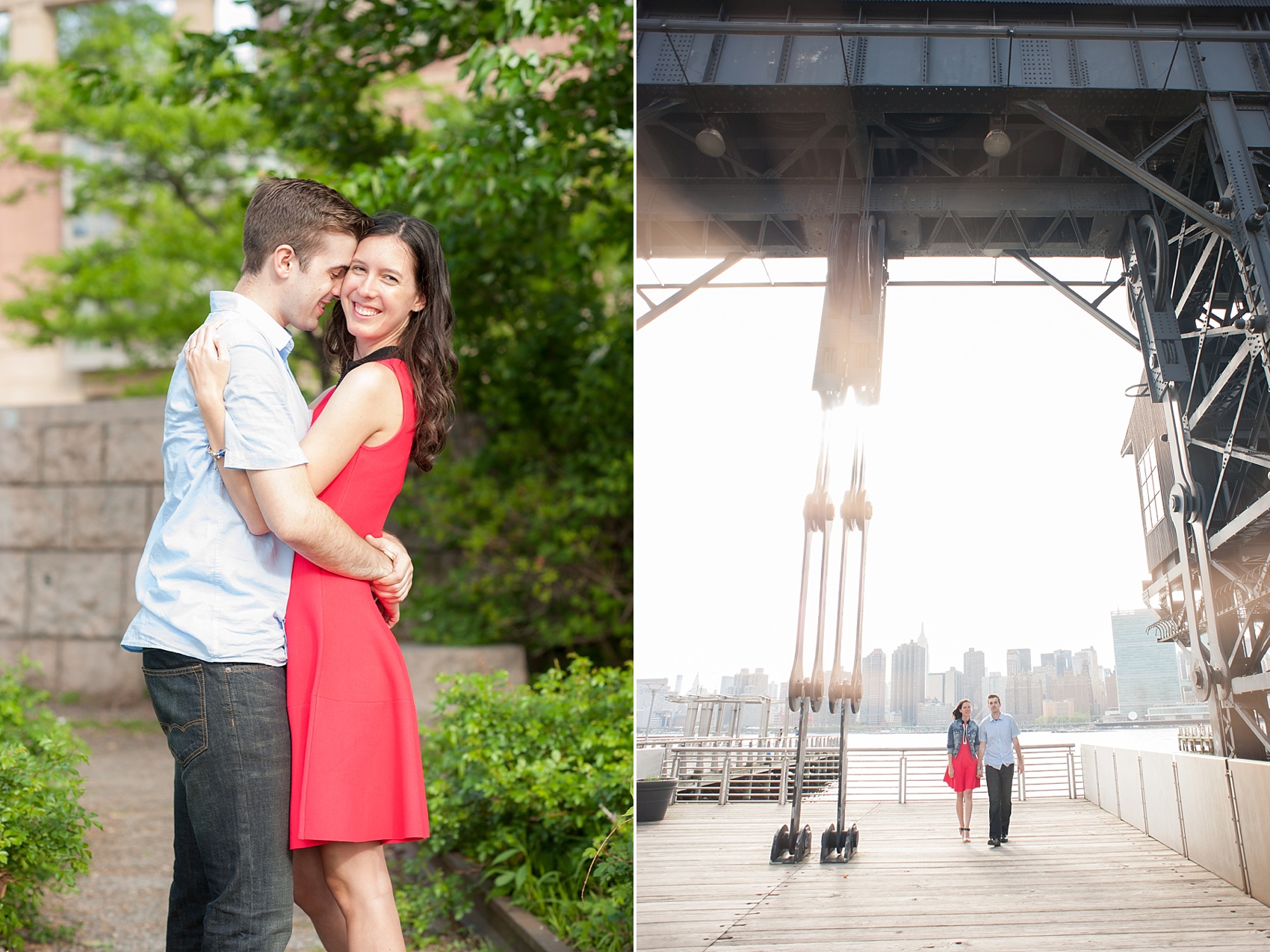 Long Island City waterfront engagement session at Gantry State Park by Mikkel Paige Photography, NYC wedding photographer.