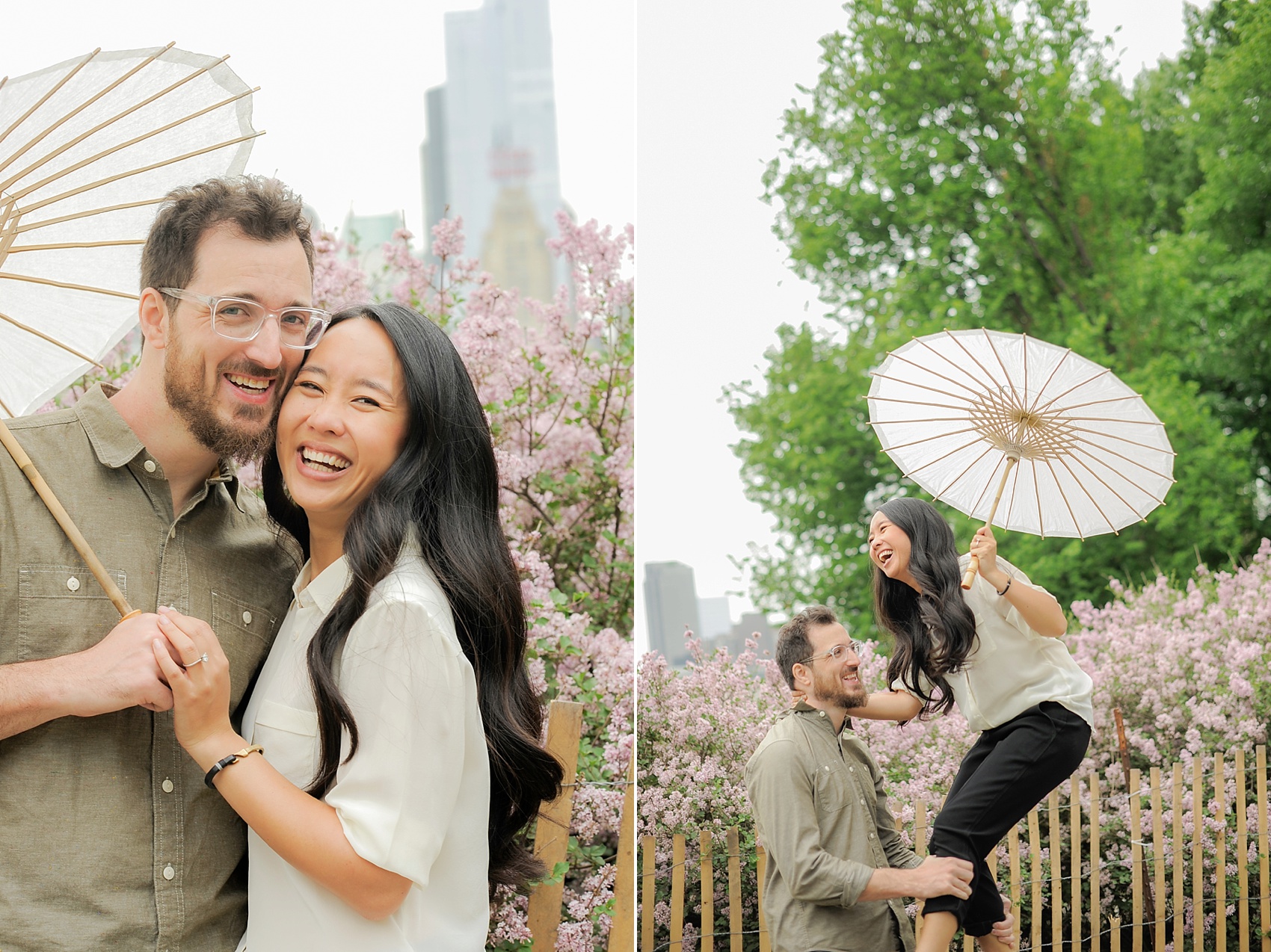 Spring Central Park engagement session. Photos by NYC wedding photographer, Mikkel Paige Photography.