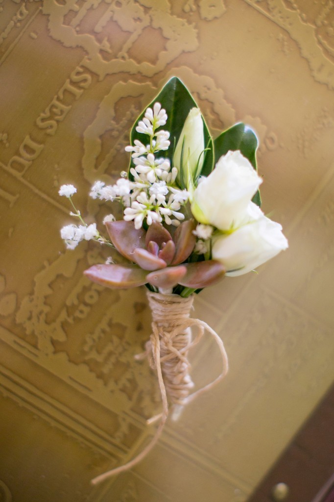 Succulent boutonniere for a southern wedding - photos by Mikkel Paige in Hilton Head, Haig Point, South Carolina.