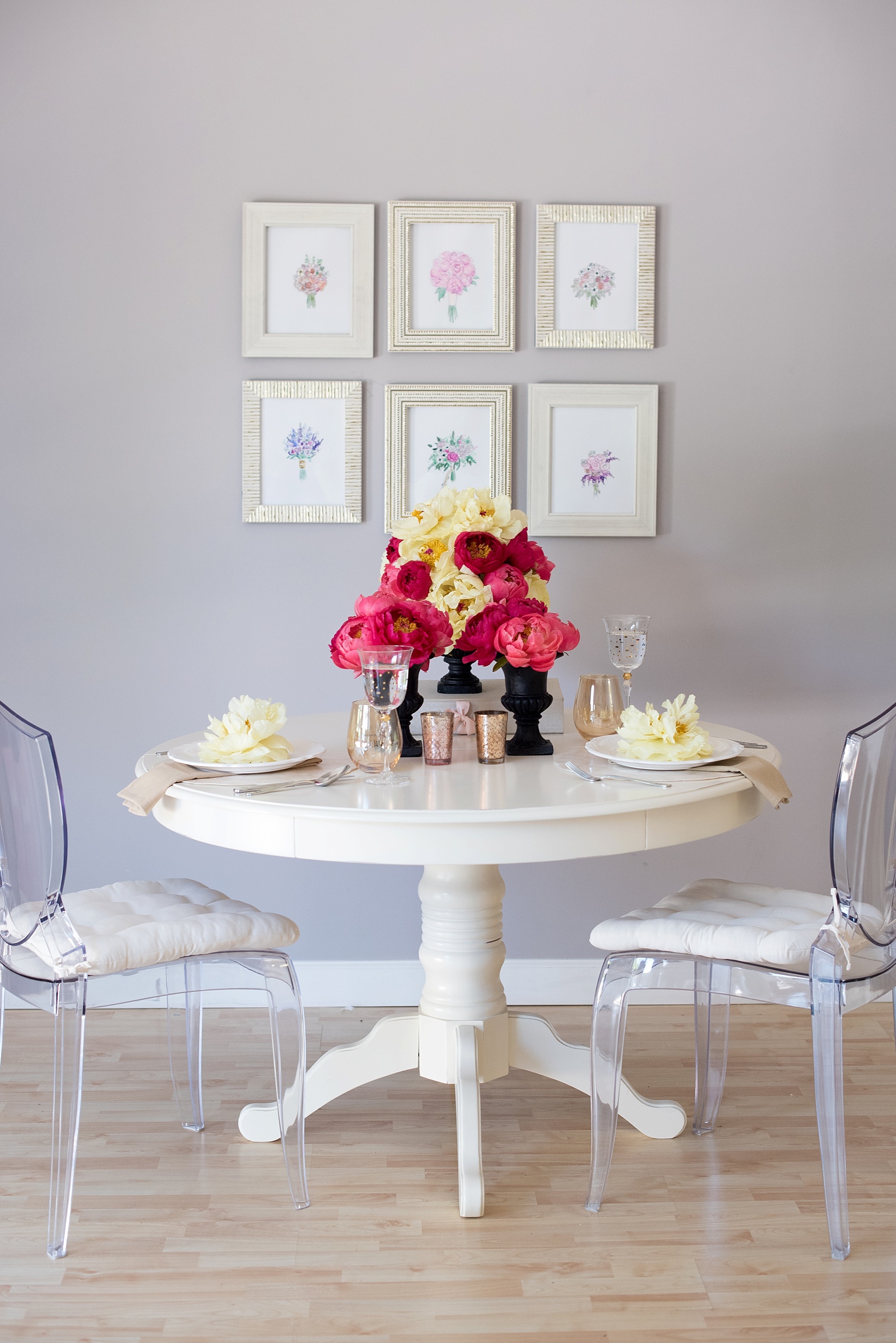 Peonies table setup photographed by Raleigh Wedding Photographer, Mikkel Paige.