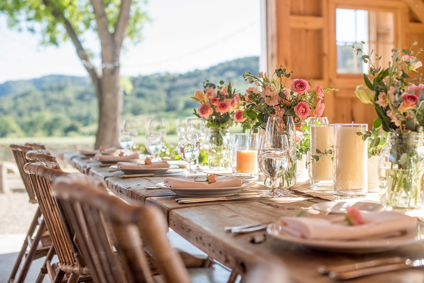 Spring vineyard elopement with pink flowers and barn reception. Photos by Mikkel Paige, destination wedding photographer. Held at HammerSky Vineyard, south of San Francisco.