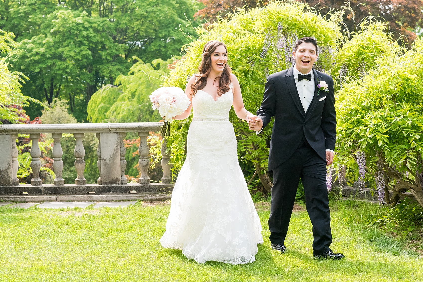Bride and groom first look at a Skylands Manor wedding. Images by Mikkel Paige Photography, NJ wedding photographer.