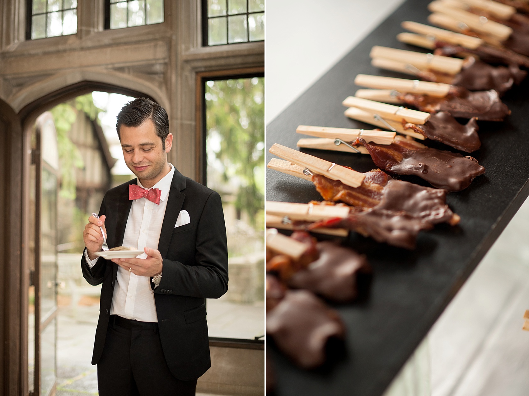 Skylands Manor spring wedding with chocolate dipped bacon. Images by Mikkel Paige Photography, NJ wedding photographer.