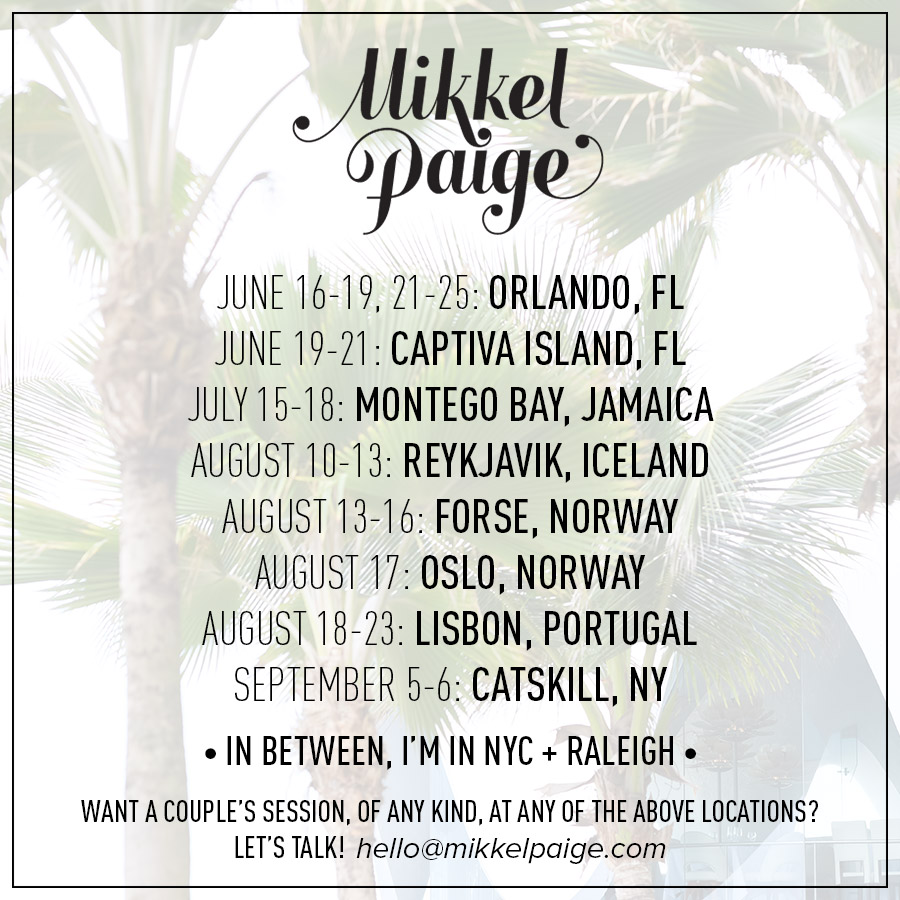 Destination Wedding Photographer Summer Travel Schedule Nyc