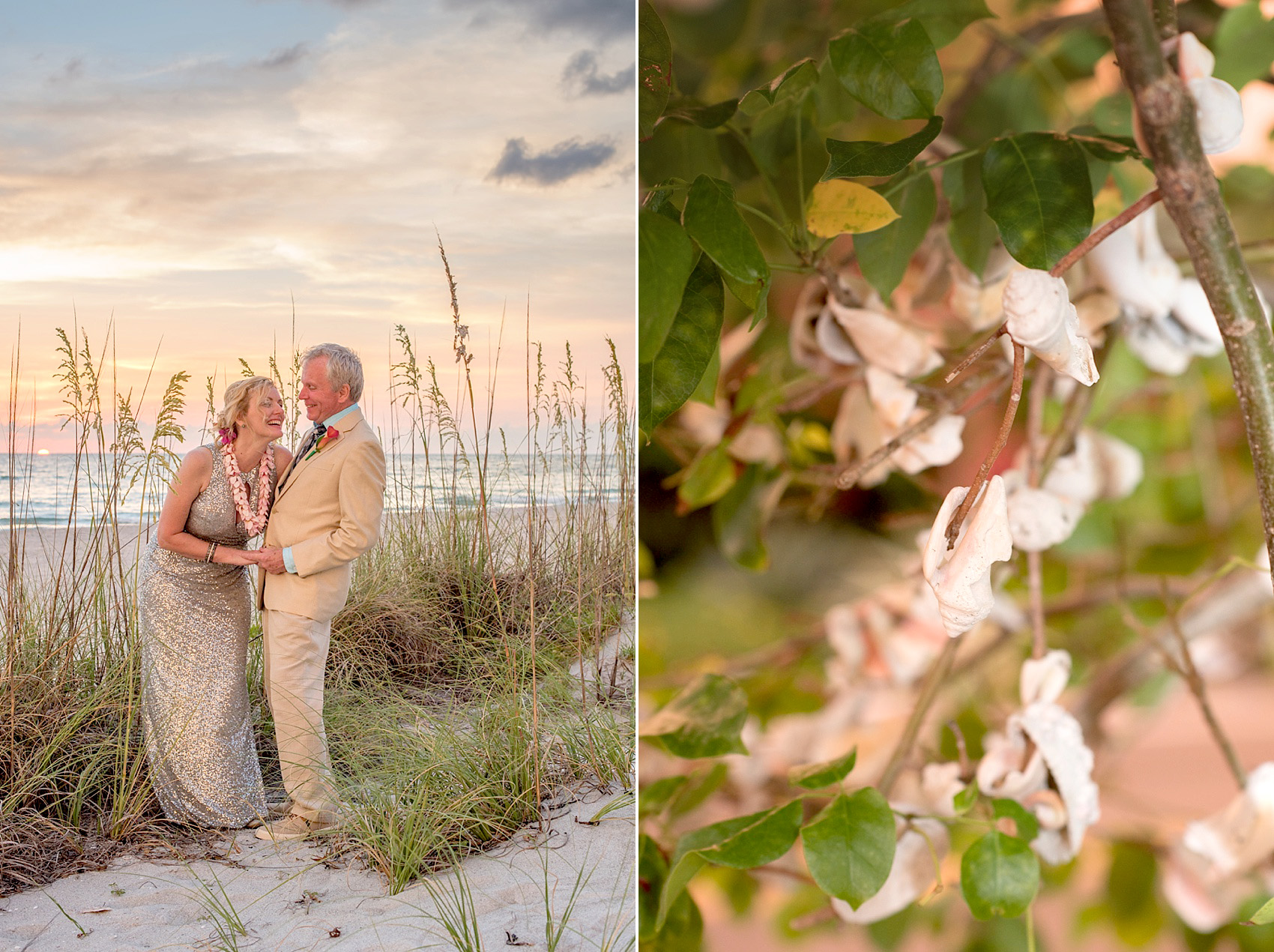 Captiva Island small wedding sunset beach photos of the bride and groom. Photos by Mikkel Paige Photography.