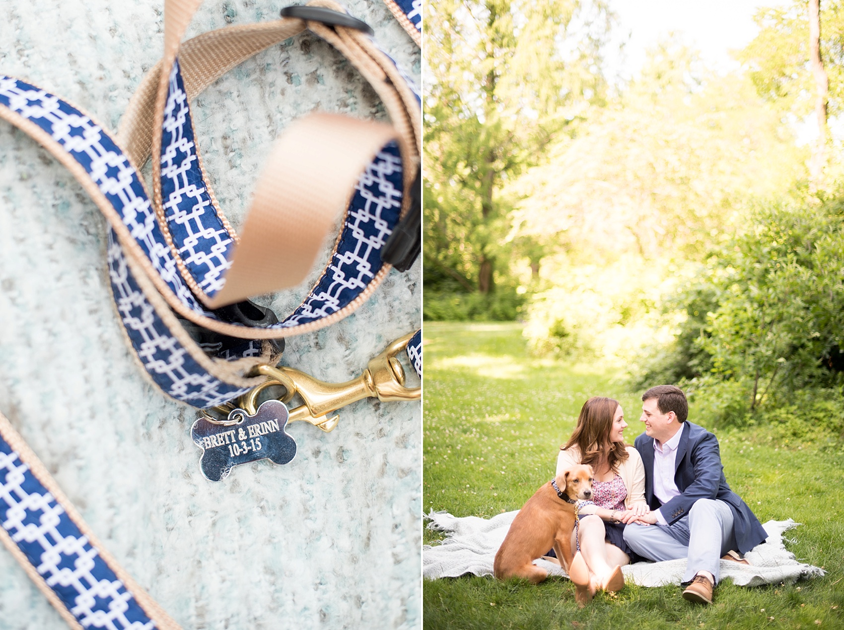 Dog tag with couple's wedding date for their Central Park Engagement session by NYC wedding photographer Mikkel Paige Photography.