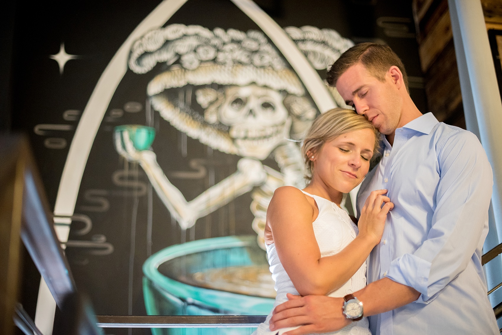 Downtown Raleigh engagement photos at Cafe de los Muertos by Mikkel Paige Photography. NC and NYC wedding photographer. 