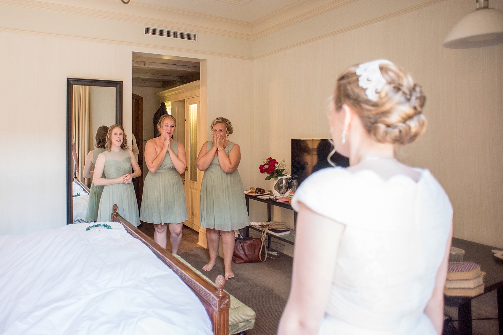A bride prepares for her NYC Brooklyn wedding at The Greenwich Hotel. Photos by Mikkel Paige Photography.